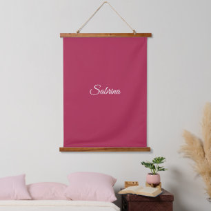 Monogram minimalistische kersroze roze hangend wandkleed
