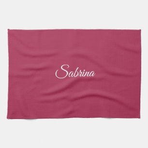 Monogram minimalistische kersroze roze theedoek