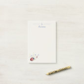 Monogram minimalistische lieveheersbeestje botanis post-it® notes (Op bureau)