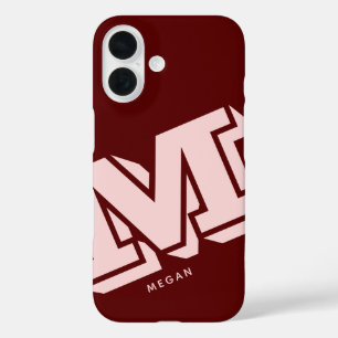 Monogram Minimalistische Moerbeirode Roze Roze iPhone 16 Hoesje