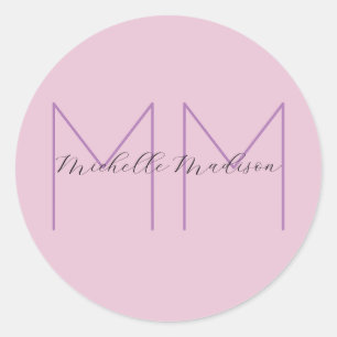 Monogram minimalistische naam Initiaal handschrift Ronde Sticker