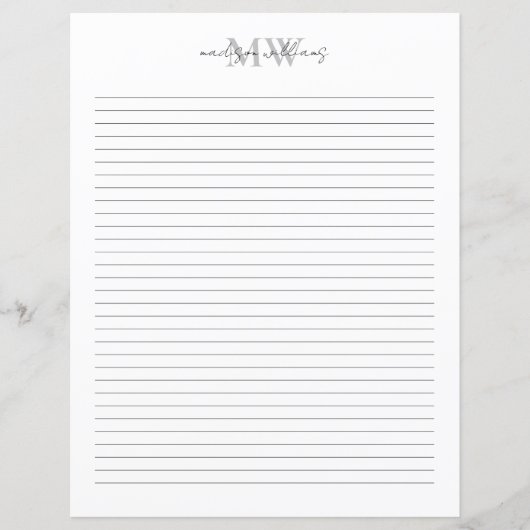 Monogram Minimalistische scriptnaam briefpapier (Voorkant)
