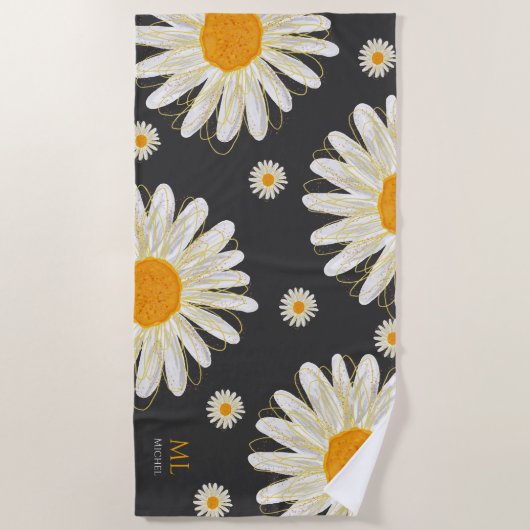 Monogram Minimalistische Watercolol Kamille Strandlaken (Voorkant)