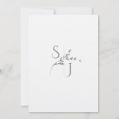 Monogram minimalistische witte en zilveren moderne kaart (Achterkant)