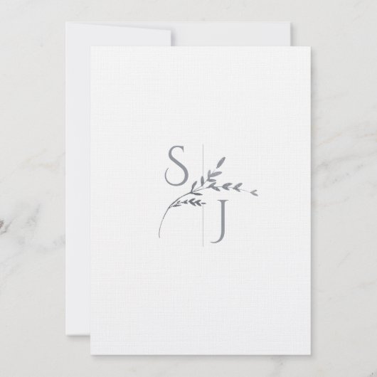 Monogram minimalistische witte en zilveren moderne kaart (Achterkant)