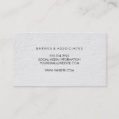 Monogram minimalistische witte textuur visitekaartje (Achterkant)