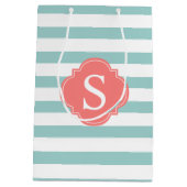 Monogram Mint en Coral Stripes Medium Cadeauzakje (Achterkant)