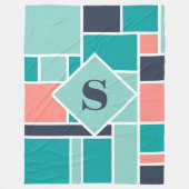 Monogram Mint en koraal geometrische kunst Fleece Deken (Voorkant)