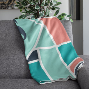 Monogram Mint en koraal geometrische kunst Fleece Deken