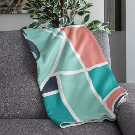 Monogram Mint en koraal geometrische kunst Fleece Deken