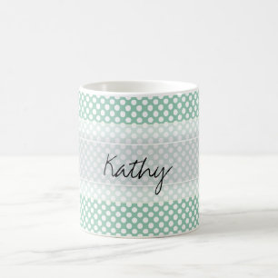 Monogram Mint Green Cute Chic Polka Dot Patroon Koffiemok