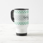 Monogram Mint Green Cute Chic Polka Dot Patroon Reisbeker (Voorkant links)