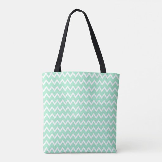 Monogram Mint Green en White Chevron Pattern Draagtas (Achterkant)