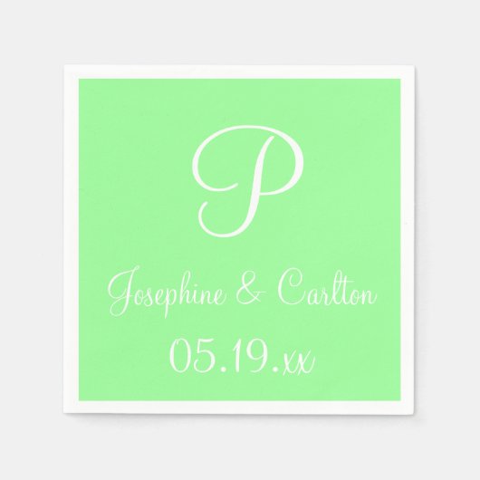 Monogram Mint Green High End Kleur Coördinerend Na Servet (Voorkant)