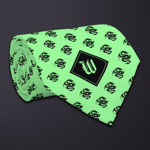 Monogram Mint Groene Draak Stropdas