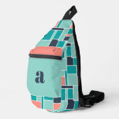 Monogram Mint Groene koraal geometrische kunst Sling Bag (Rechterhoek)