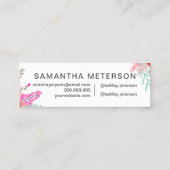 Monogram Mint roze florale waterverf bouquet chic Mini Visitekaartje (Achterkant)