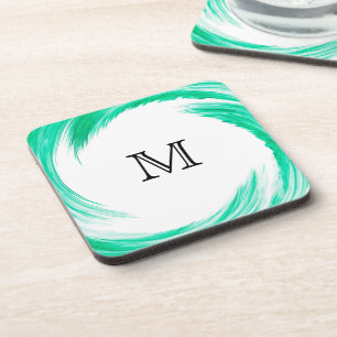 Monogram Mint Swirl Abstracte Kunst Onderzetter