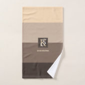 Monogram mocha Latte Color Palette Stripes Bad Handdoek (Handdoek)
