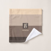 Monogram mocha Latte Color Palette Stripes Bad Handdoek (Wasdoekje)