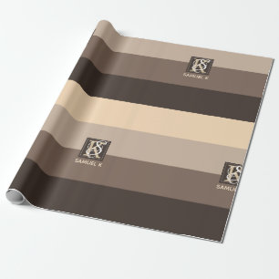 Monogram mocha Latte Color Palette Stripes Cadeaupapier