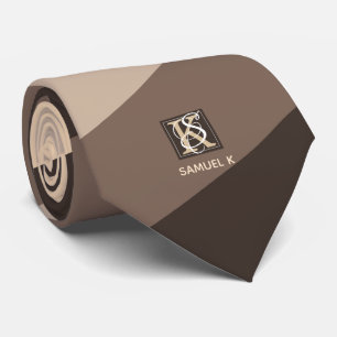 Monogram mocha Latte Color Palette Stripes Stropdas