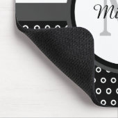 Monogram Mod Black en White Polka Dots met naam Muismat (Hoek)