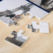 Monogram Modern 9 Foto Collage Navy Blue Legpuzzel (Zijkant)