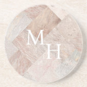 Monogram Modern Abstract Elegant Faux Stone Zandsteen Onderzetter (Voorkant)