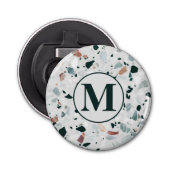 Monogram Modern Abstract Terrazzo Patroon Button Flesopener (Voorkant)