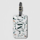 Monogram Modern Abstract Terrazzo Pattern Bagagelabel (Voorkant (verticaal))