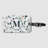 Monogram Modern Abstract Terrazzo Pattern Bagagelabel (Voorkant (horizontaal))