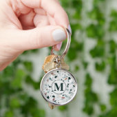 Monogram Modern Abstract Terrazzo Pattern Sleutelhanger (Hand)