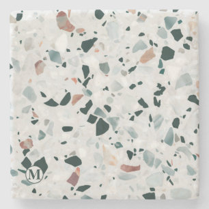 Monogram Modern Abstract Terrazzo Pattern Stenen Onderzetter