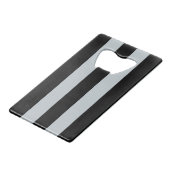 Monogram modern Art Deco Black en Silver Stripes Kredietkaart Flessenopener (Achterkant Gekanteld)