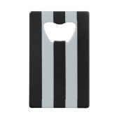 Monogram modern Art Deco Black en Silver Stripes Kredietkaart Flessenopener (Achterkant)