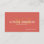 Monogram Modern Berry Minimalist Custom Logo Naam Visitekaartje (Voorkant)