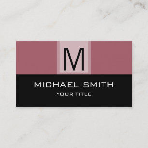 Monogram Modern Black & Deep Puce Background Visitekaartje