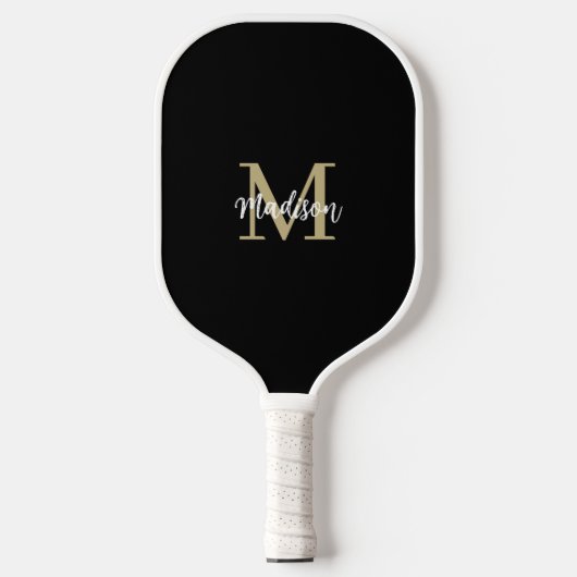 Monogram Modern Black Tan Sand Pickleball Paddle (Voorkant)