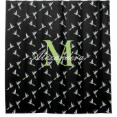 Monogram Modern Black White Gold Elegant Stripes Douchegordijn (Voorkant)