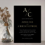 Monogram Modern Black White Gold Foil Invitation<br><div class="desc">The glimmering gold monogram sets the opulent, sophisticated and yet simple tone of your celebration to come. The gilded initials are resplendent on these extremely elegant wedding invitations. The minimalist form continues with the black and white text throughout the invitations. The foil of the will shimmer and shine, adding a...</div>