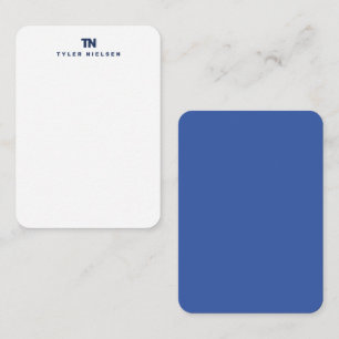 Monogram Modern Blauw Typografie Notitiekaartje