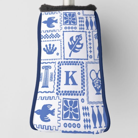 Monogram Modern Blauw Wit Abstract Patroon Golfheadcover (Draai 90)