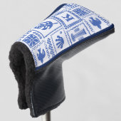 Monogram Modern Blauw Wit Abstract Patroon Golfheadcover (3/4 voorkant)
