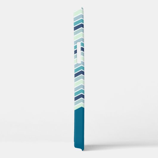 Monogram modern Blauwgroen Chevron Stripes Case-Mate iPhone Case (Achterkant / Rechts)