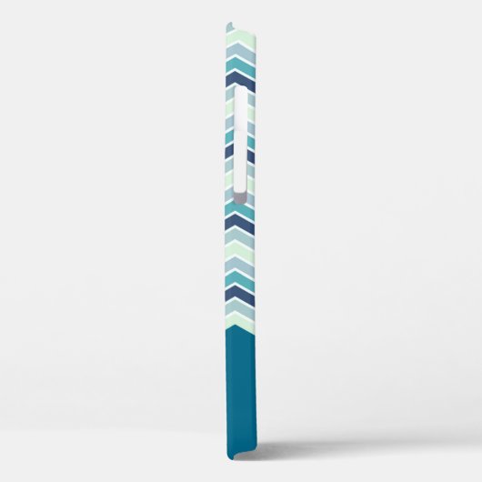 Monogram modern Blauwgroen Chevron Stripes Case-Mate iPhone Case (Achterkant / Links)
