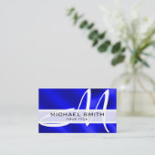 Monogram Modern Blue Abstract Achtergrond Visitekaartje (Staand voorkant)