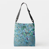 Monogram Modern Blue Cherry Blossom Waterverf Crossbody Tas (Achterkant)