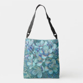 Monogram Modern Blue Cherry Blossom Waterverf Crossbody Tas (Achterkant)