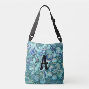 Monogram Modern Blue Cherry Blossom Waterverf Crossbody Tas